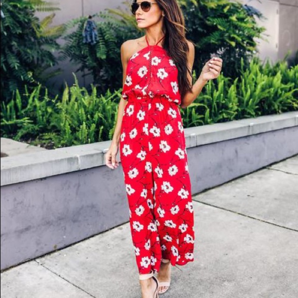 NWT,  Olivaceous red poppy jumpsuit
